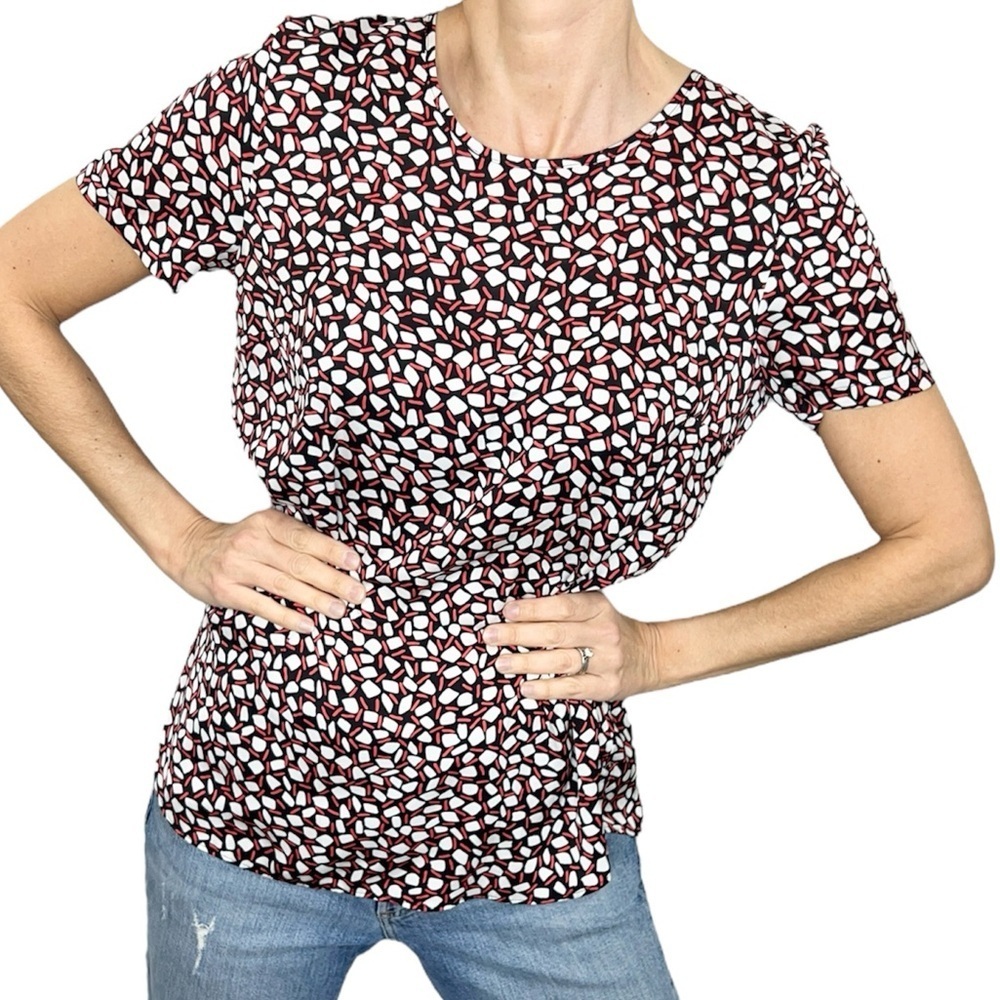 Gerry Weber red white black print short sleeve blouse top